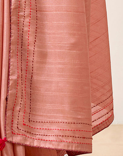 Peach Silk Embroidery Saree