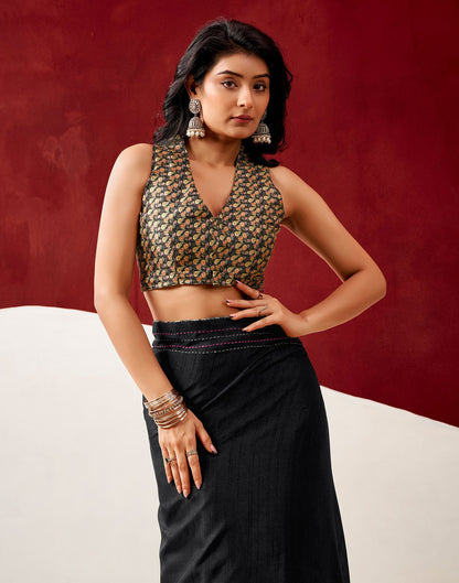 Black Silk Embroidery Saree