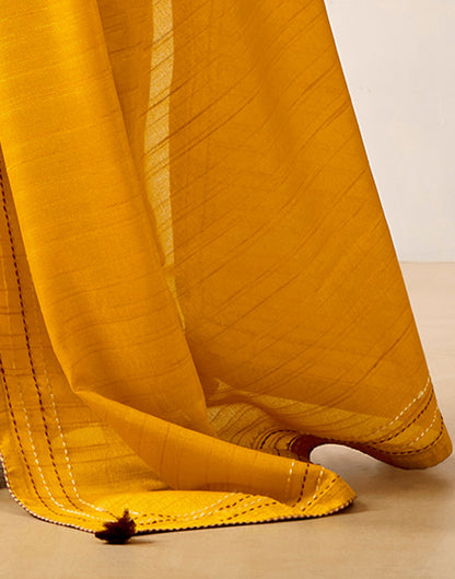 Yellow Silk Embroidery Saree