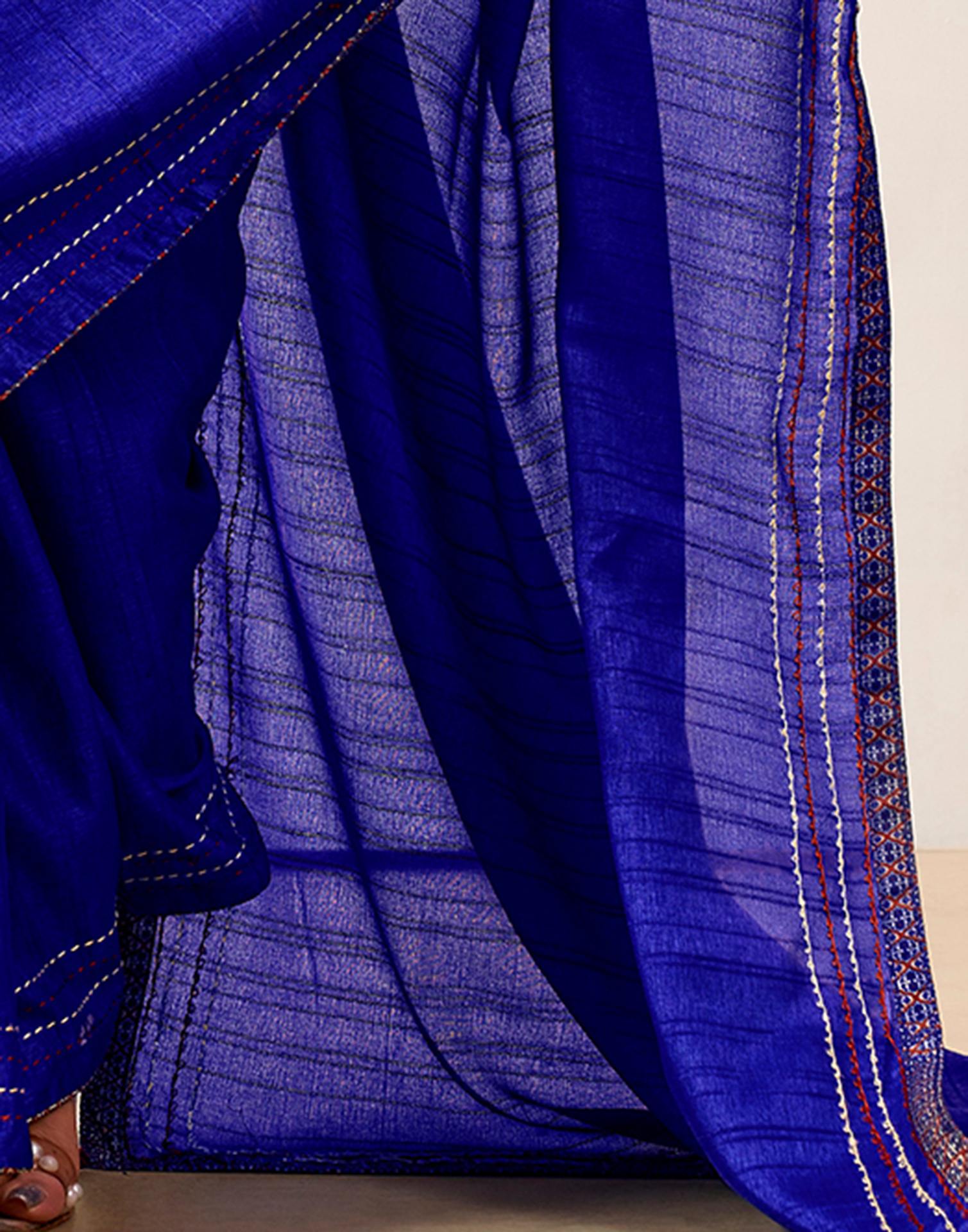 Dark Blue Silk Embroidery Saree