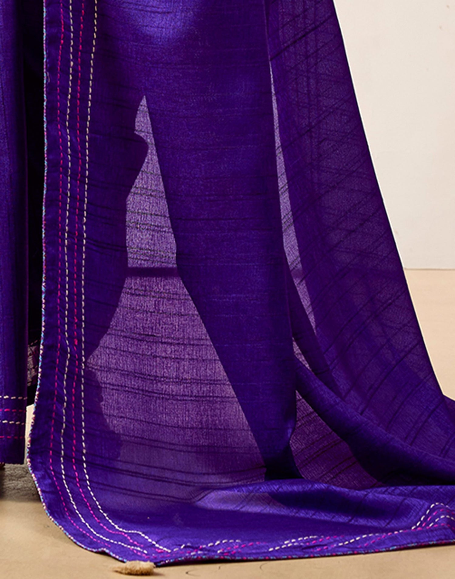 Violet Silk Embroidery Saree