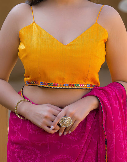 Rani Pink Georgette Printed Bandhani Saree