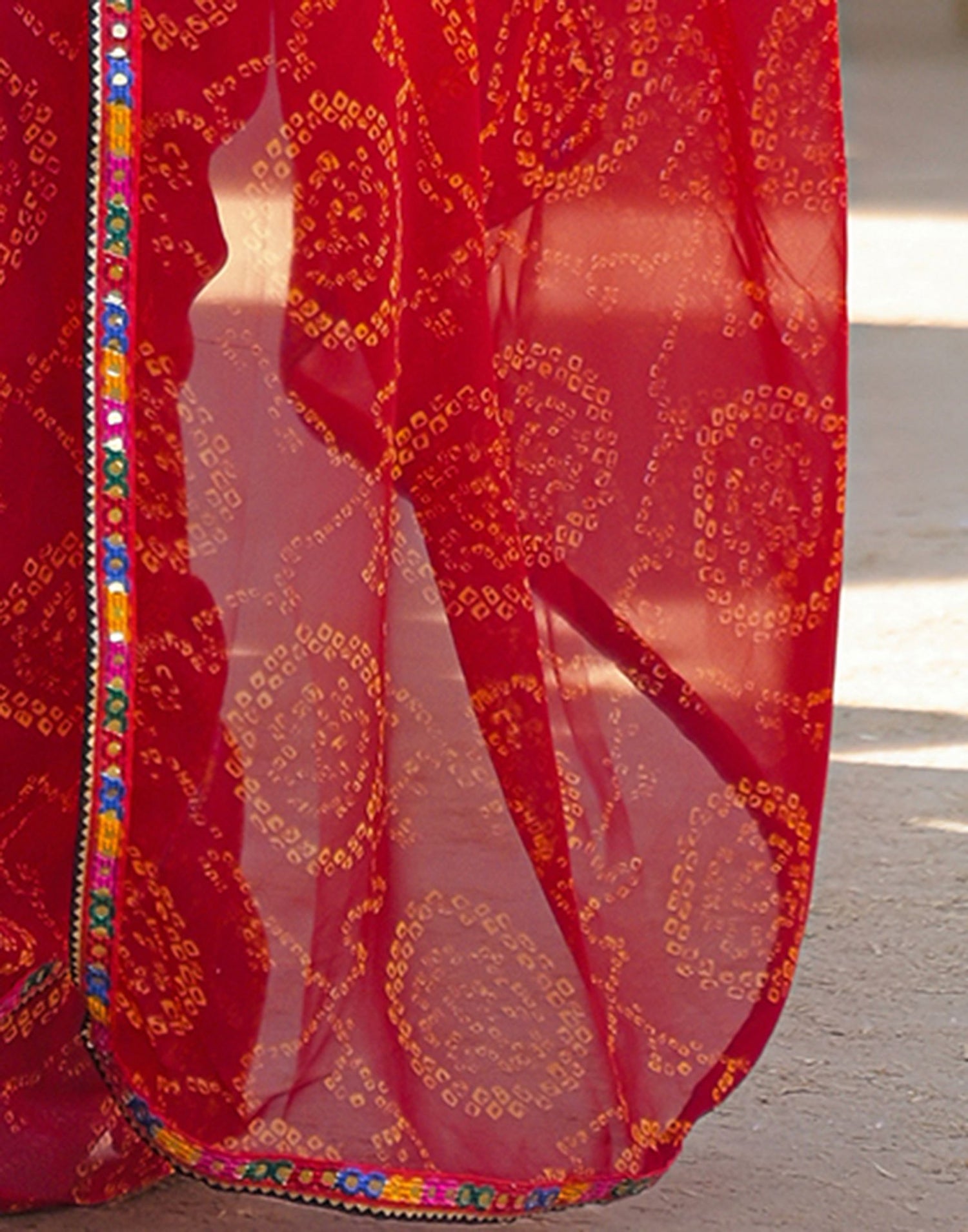 Maroon Georgette Printed Bandhani Saree