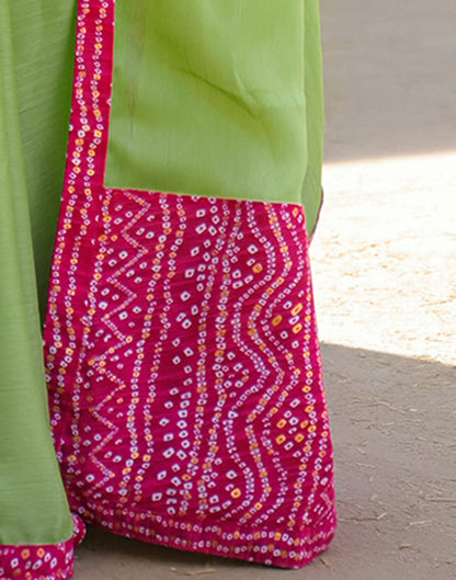 Light Green Chiffon Printed Lace Saree