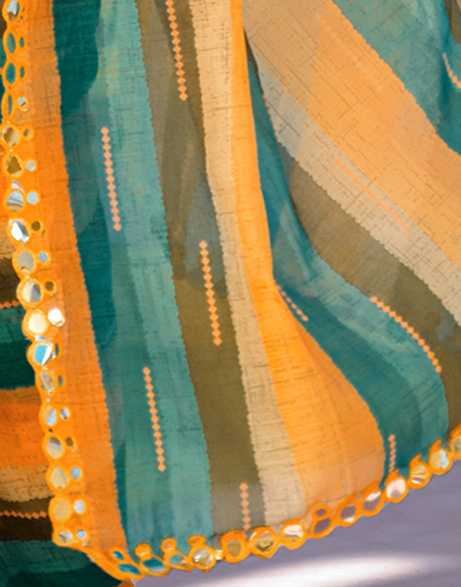 Multicoloured Cotton Linen Printed Saree