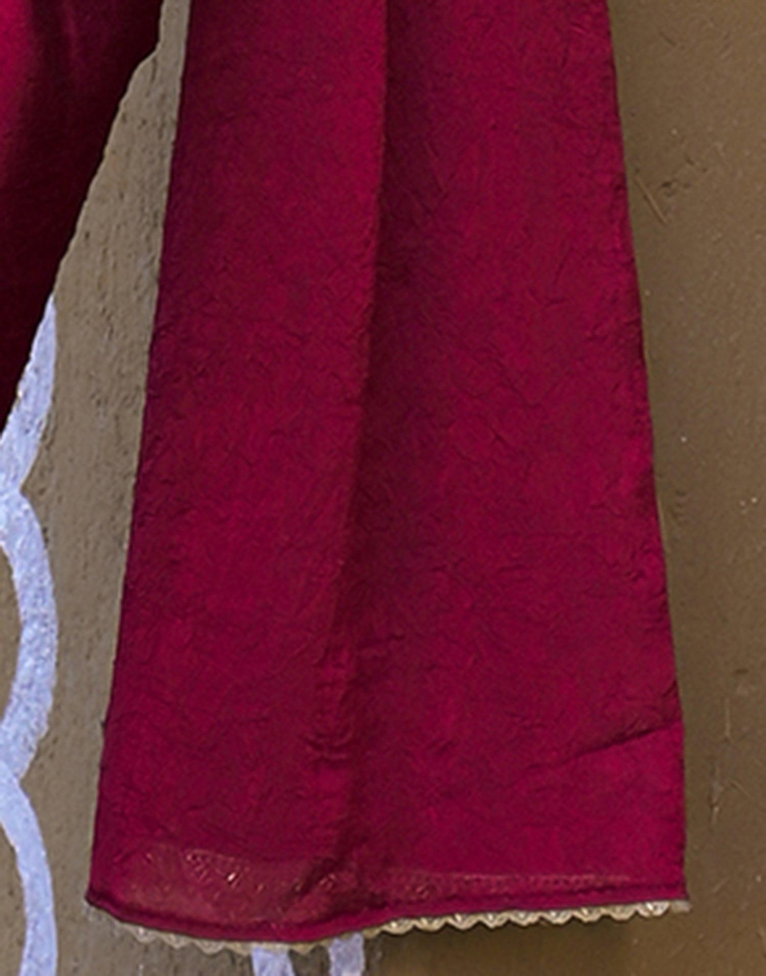 Dark Magenta Crush Silk Lace Saree