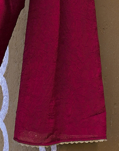 Dark Magenta Crush Silk Lace Saree