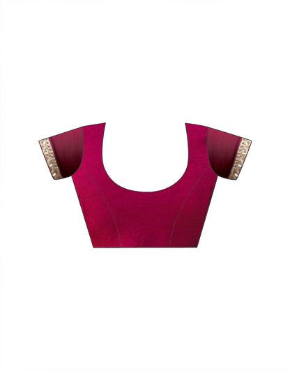 Dark Magenta Crush Silk Lace Saree