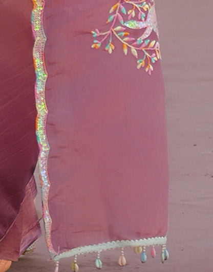 Turquoise Tissue Silk Sequence Embroidery Saree