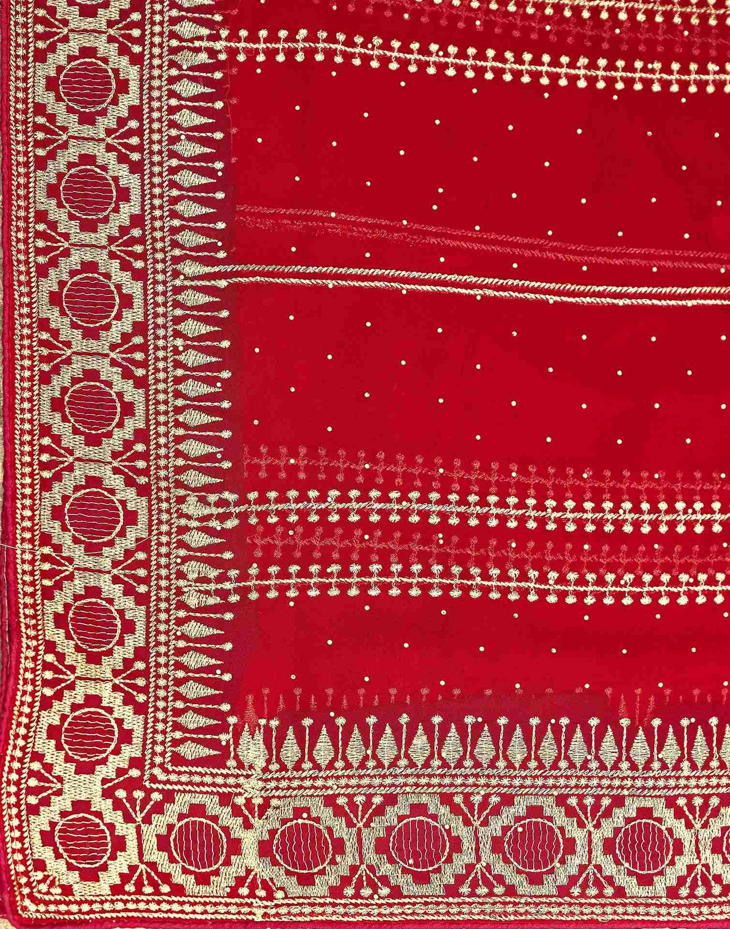 Red Georgette Embroidery Saree