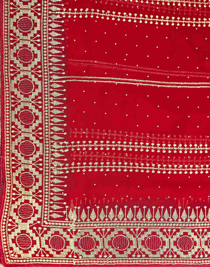 Red Georgette Embroidery Saree