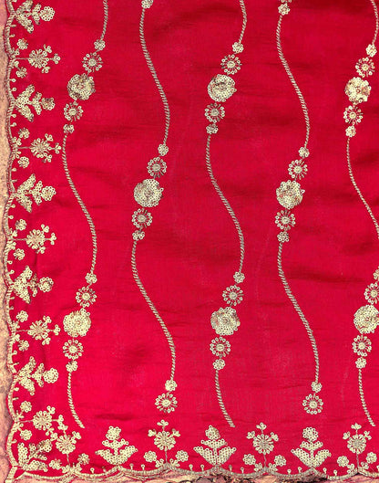 Red Vichitra Silk Sequence Embroidery Saree