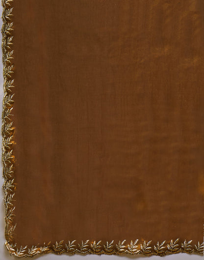 Brown Silk Embroidery Saree