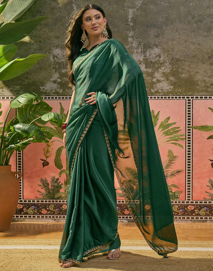 Green Silk Embroidery Saree