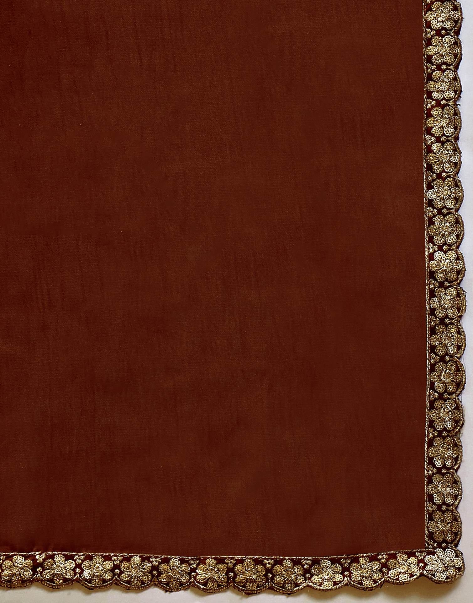 Maroon Silk Sequence Embroidery Lace Saree