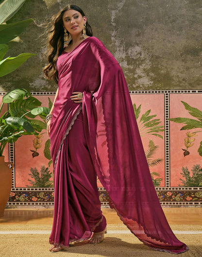 Rani Pink Silk Embroidery Saree