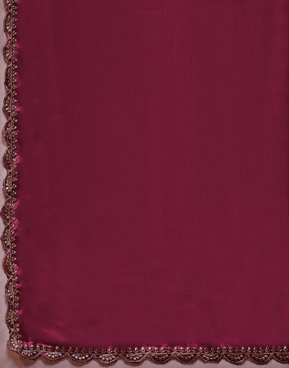 Rani Pink Silk Embroidery Saree