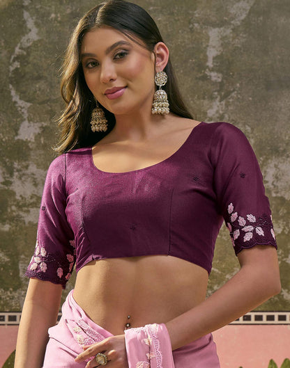Light Pink Shimmer Embroidery Saree