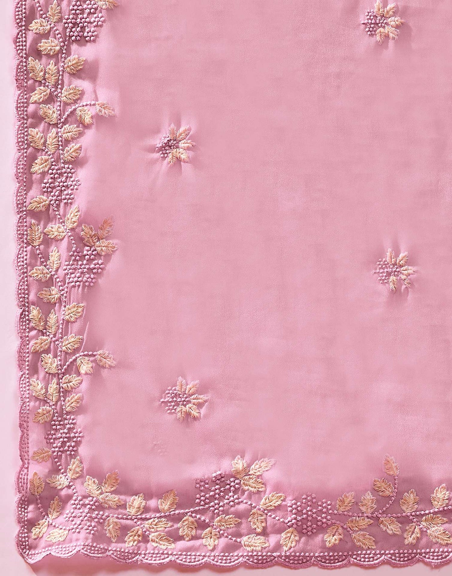 Light Pink Shimmer Embroidery Saree