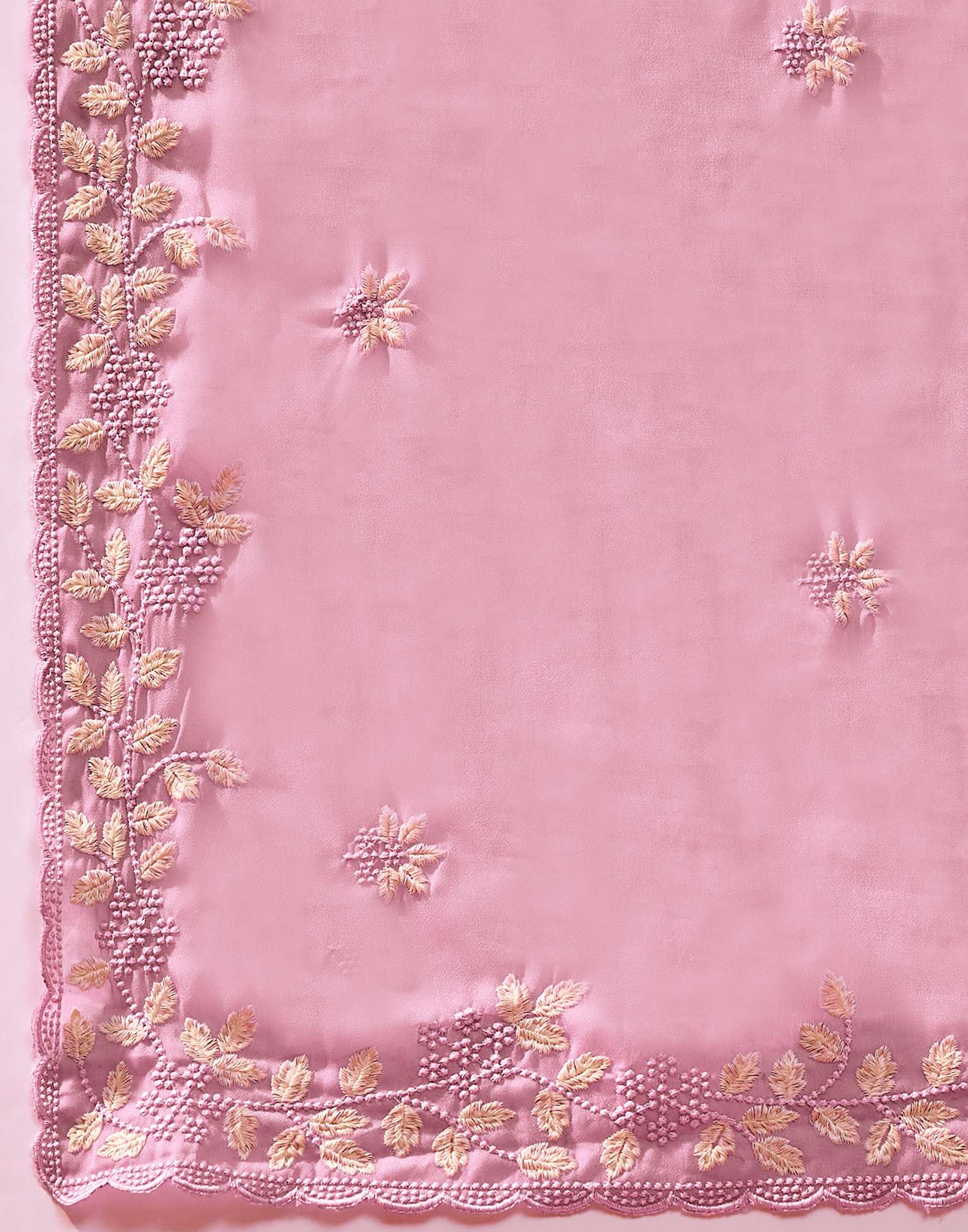 Light Pink Shimmer Embroidery Saree