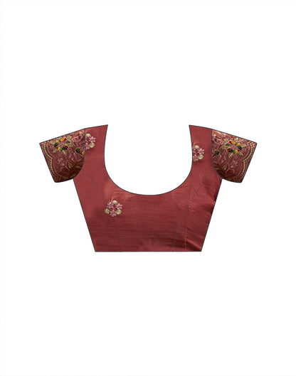 Dusty Rose Pink Shimmer Embroidery Saree