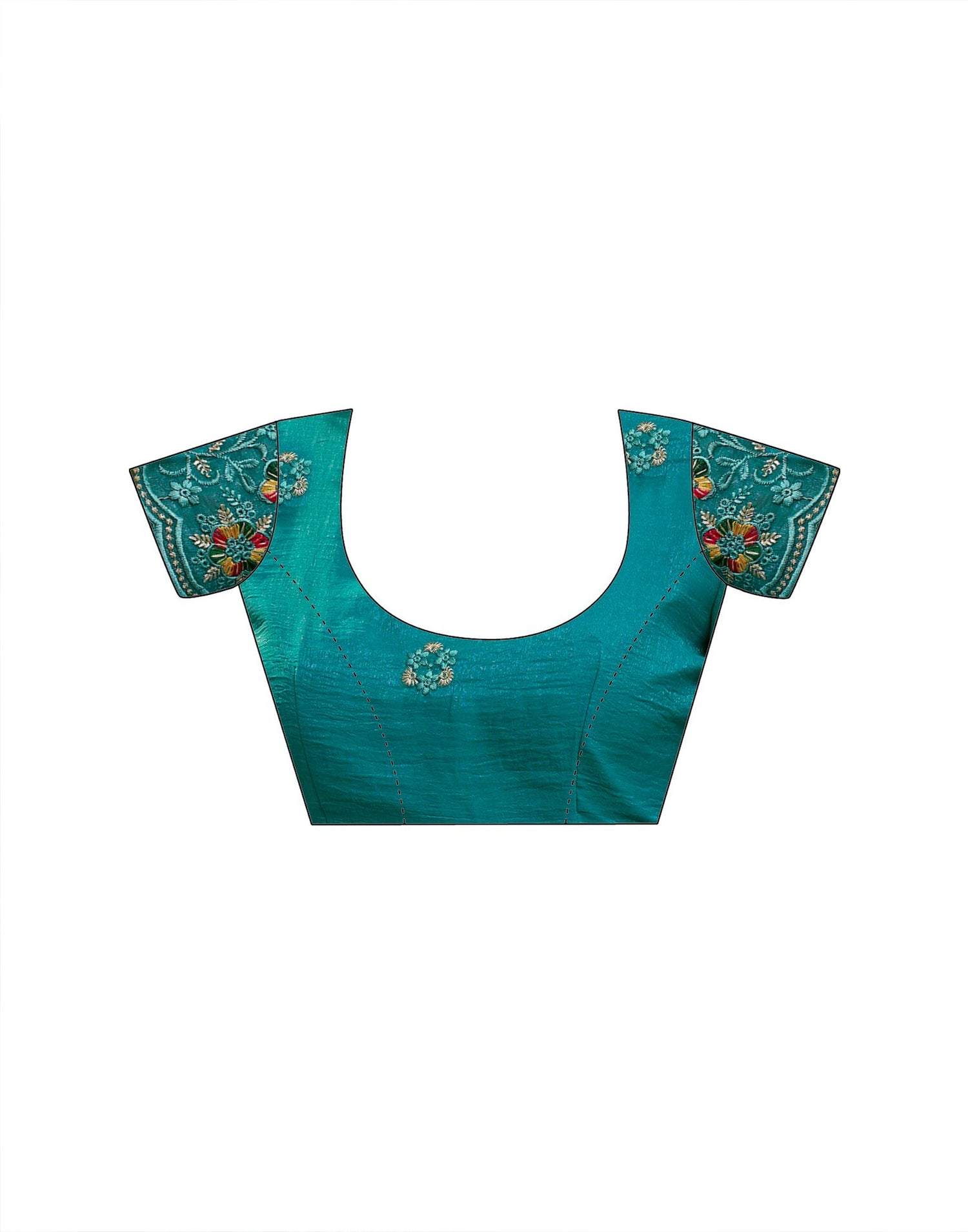 Turquoise Shimmer Embroidery Saree
