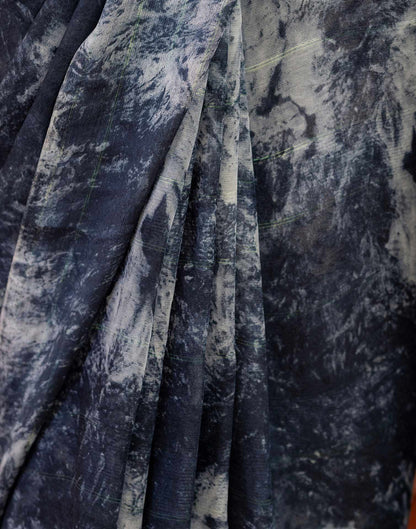 Ready To Wear Dark Grey Georgette Printed Saree