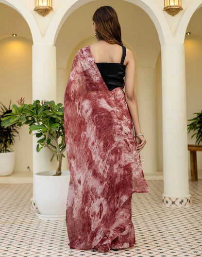 Ready To Wear Light Dusty Maroon Georgette Printed Saree