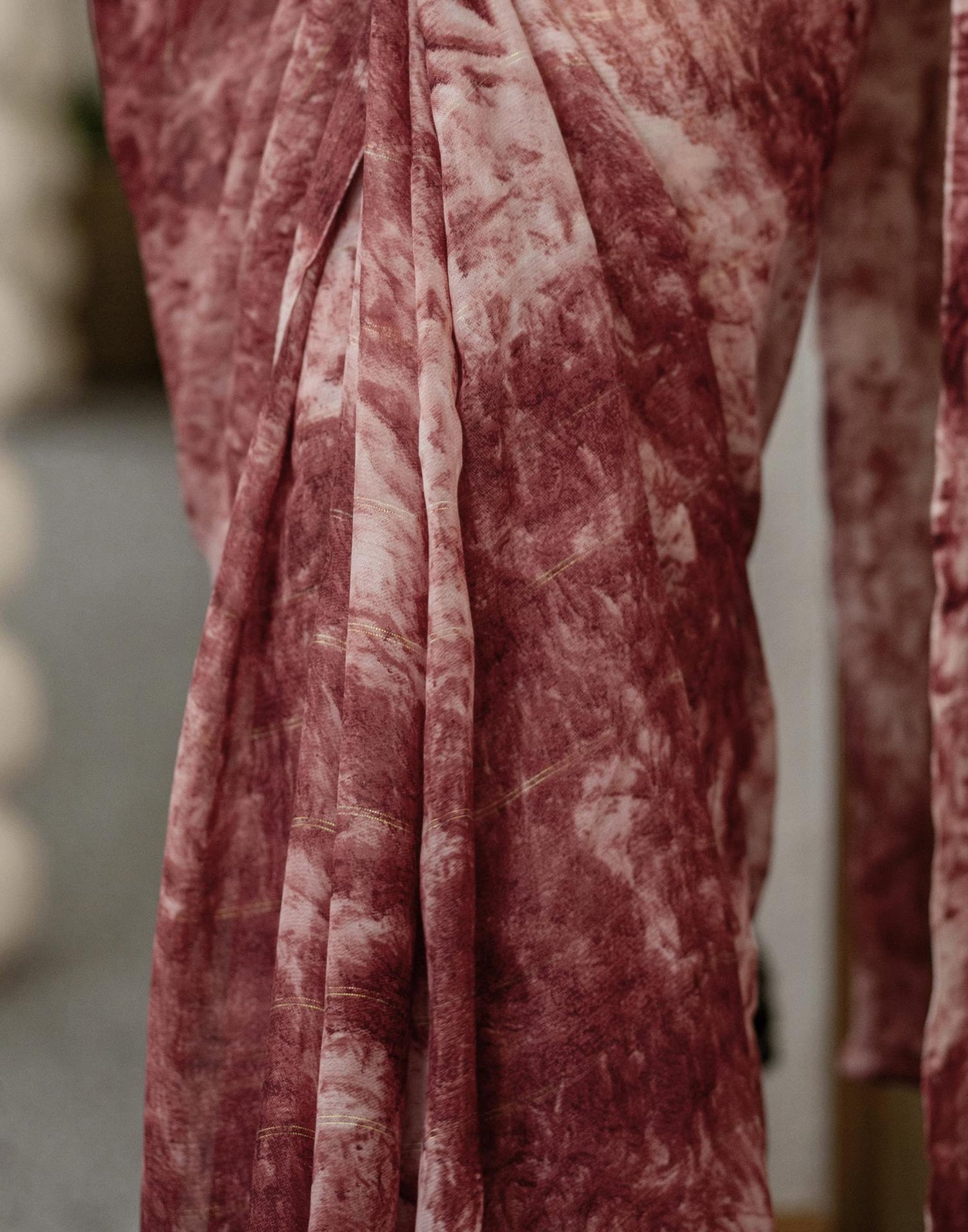 Ready To Wear Light Dusty Maroon Georgette Printed Saree