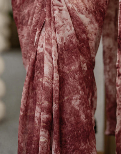 Ready To Wear Light Dusty Maroon Georgette Printed Saree