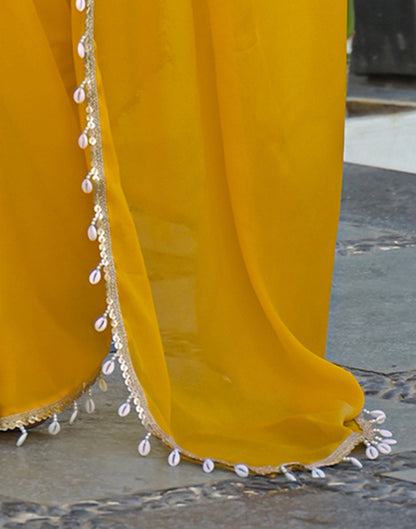 Yellow Shimmer Lace Saree