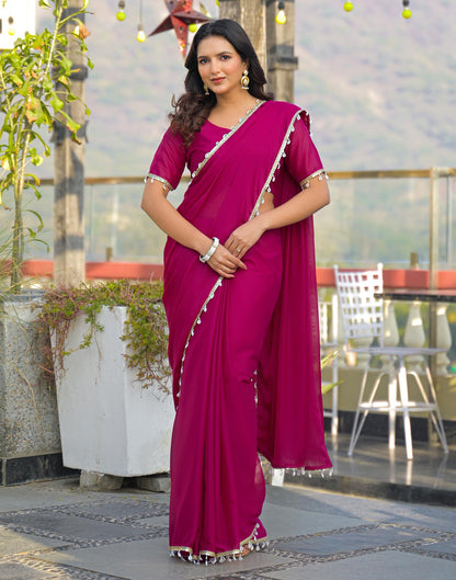 Rani Pink Shimmer Lace Saree