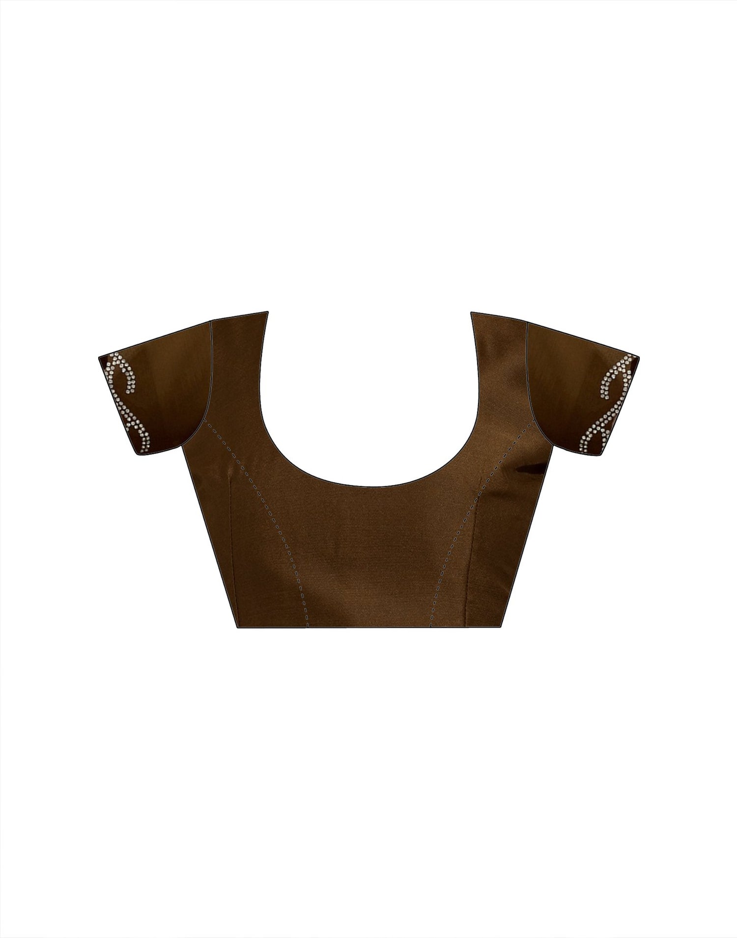 Coffee Brown Chiffon Stone Work Embellished Saree