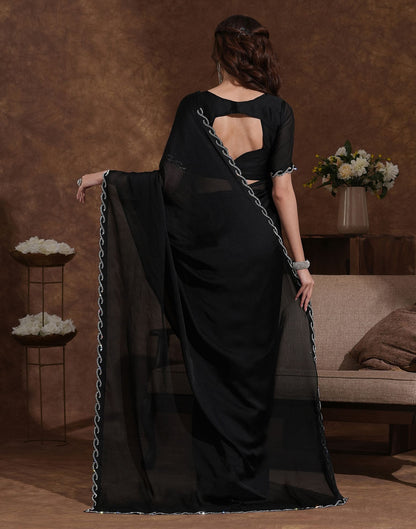 Black Chiffon Stone Work Embellished Saree