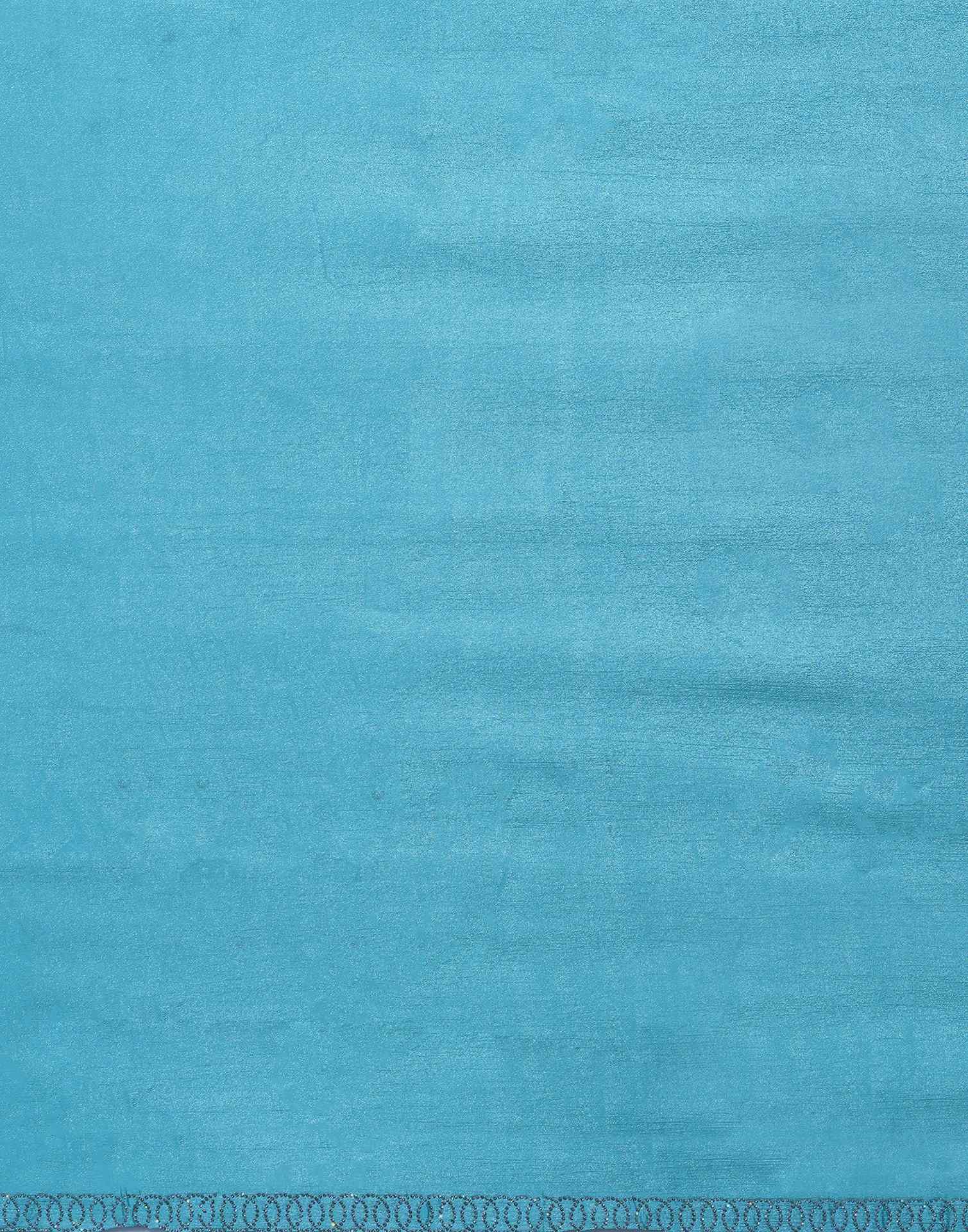 Sky Blue Chiffon Stone Work Embellished Saree