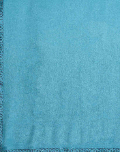Sky Blue Chiffon Stone Work Embellished Saree