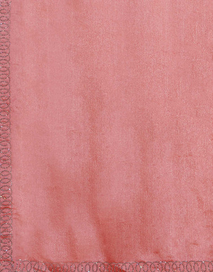 Light Peach Chiffon Stone Work Embellished Saree