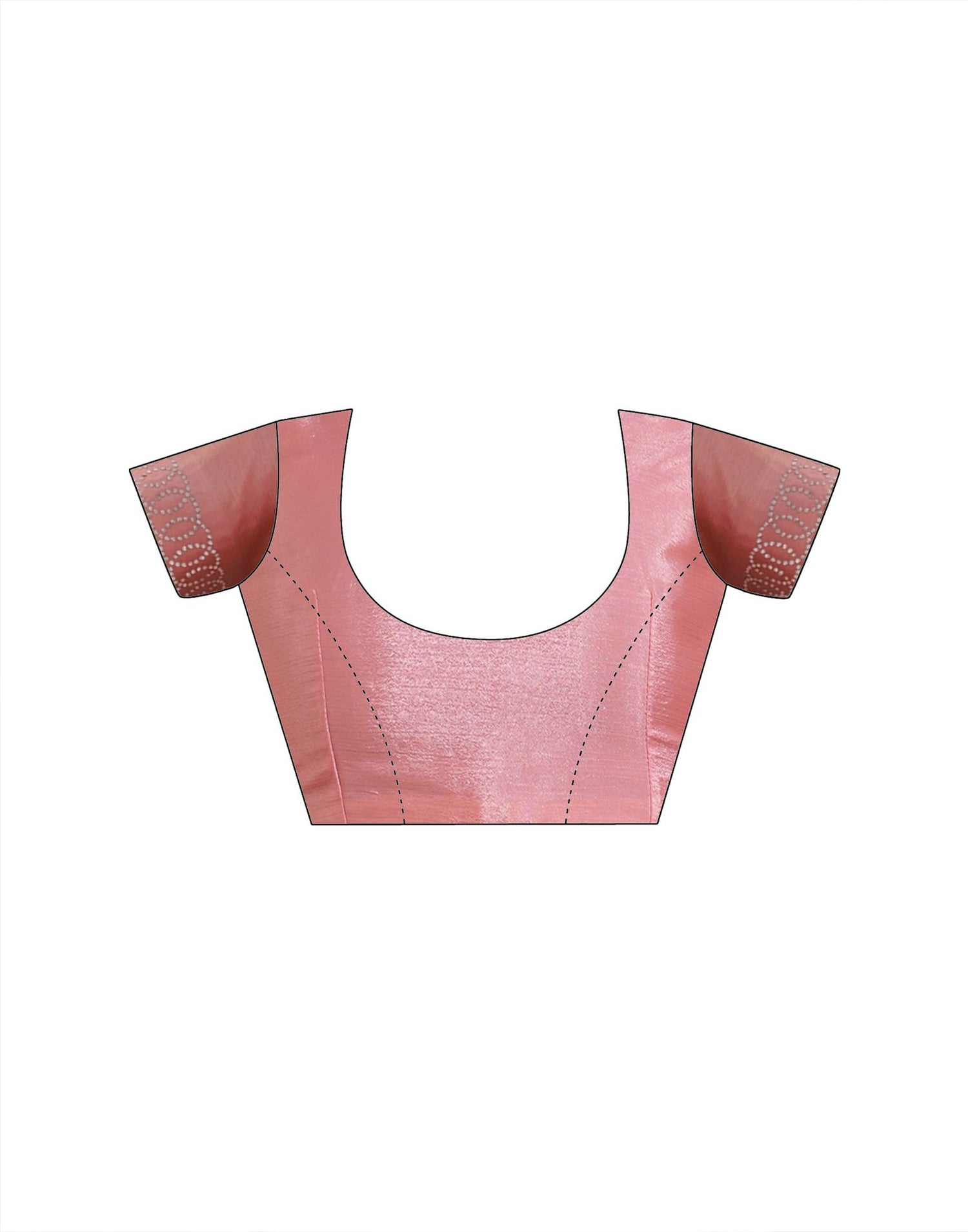 Light Peach Chiffon Stone Work Embellished Saree