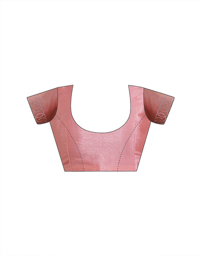 Light Peach Chiffon Stone Work Embellished Saree