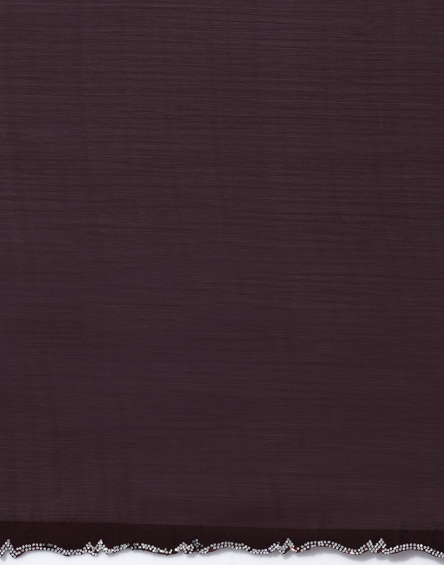 Brown Chiffon Stone Work Swarovski Saree