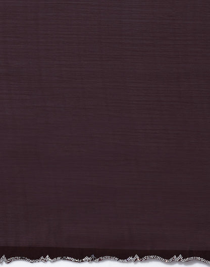 Brown Chiffon Stone Work Swarovski Saree