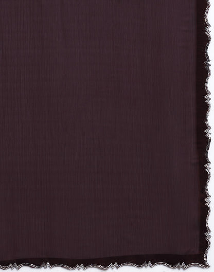 Brown Chiffon Stone Work Swarovski Saree