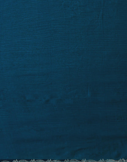 Rama Blue Chiffon Stone Work Swarovski Saree