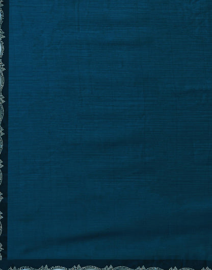 Rama Blue Chiffon Stone Work Swarovski Saree