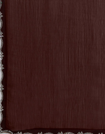 Coffee Brown Chiffon Stone Work Swarovski Saree