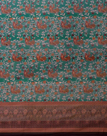 Light Green Georgette Woven Printed Saree