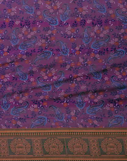 Dusty Purple Georgette Woven Printed Saree