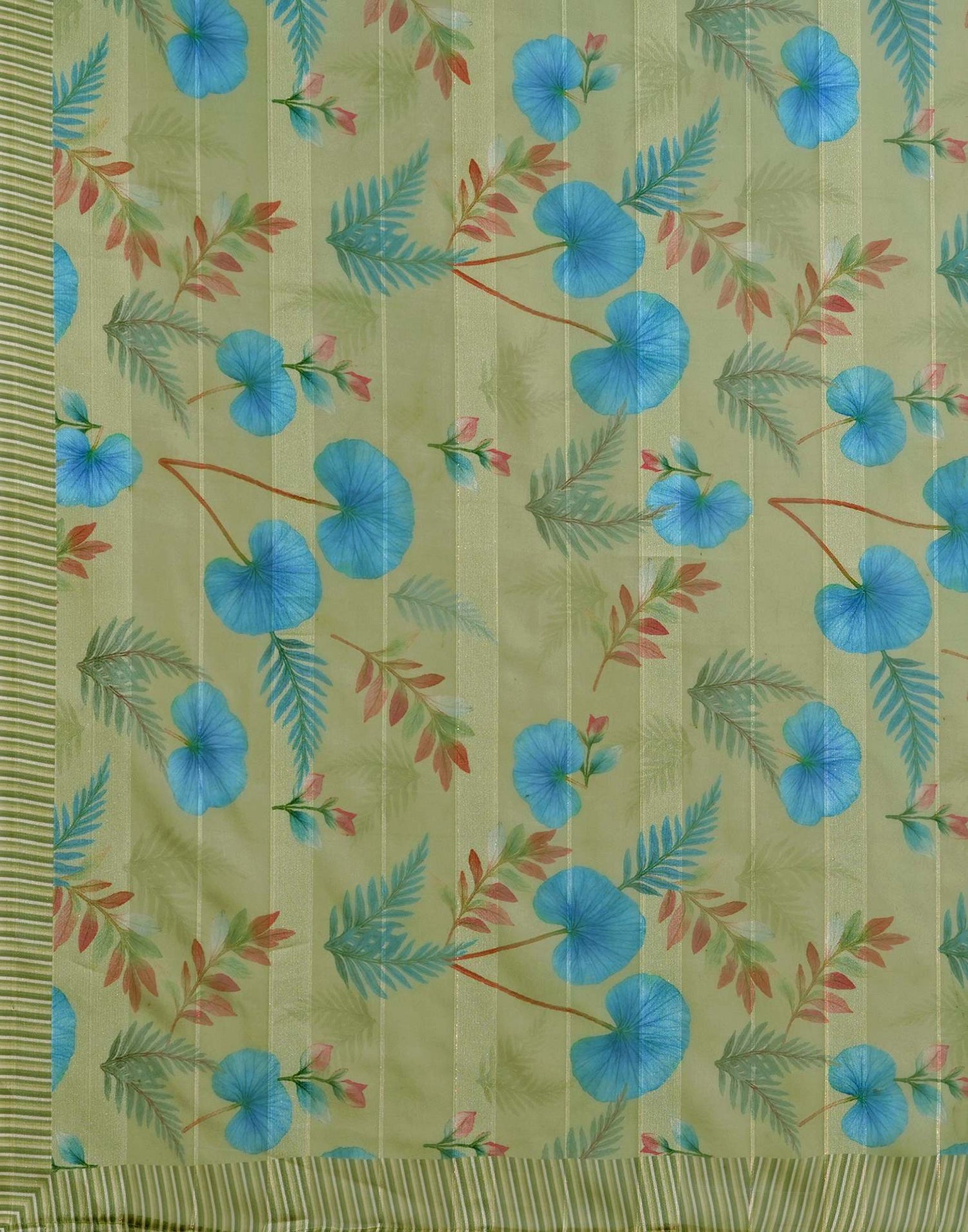 Pista Green Georgette Woven Printed Saree