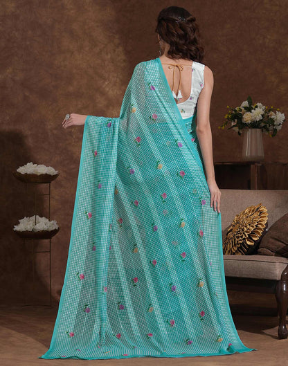 Light Turquoise Georgette Printed Saree