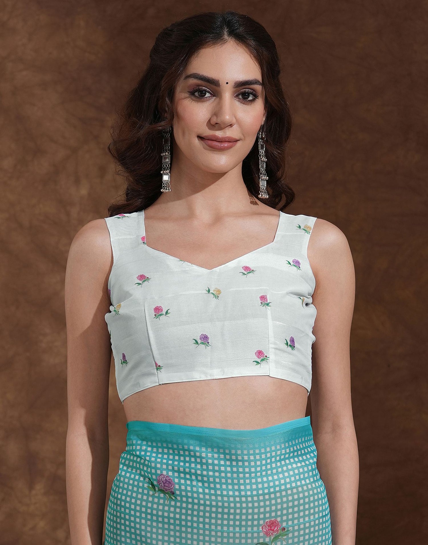 Light Turquoise Georgette Printed Saree